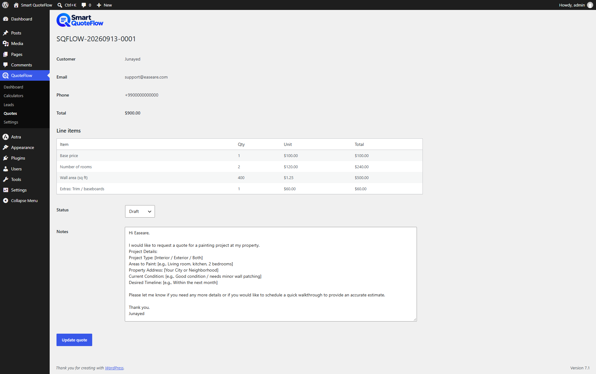 Quotes View Page