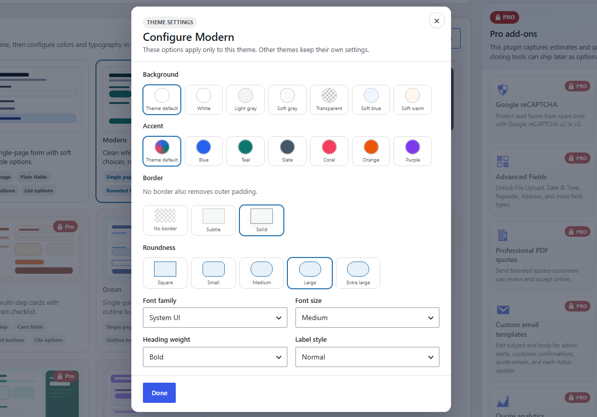 Theme configuration